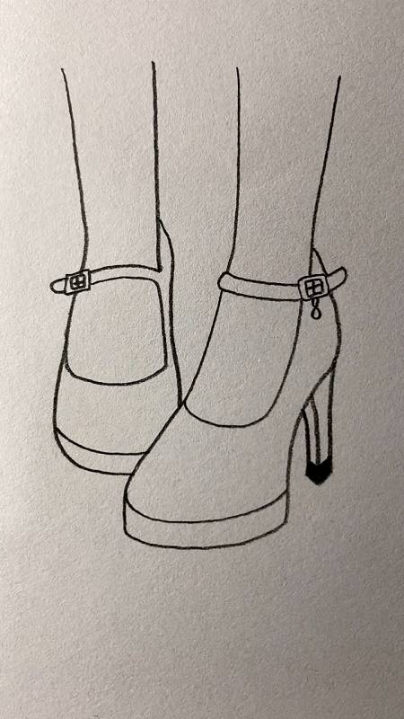 简笔画画一双时尚的高跟鞋