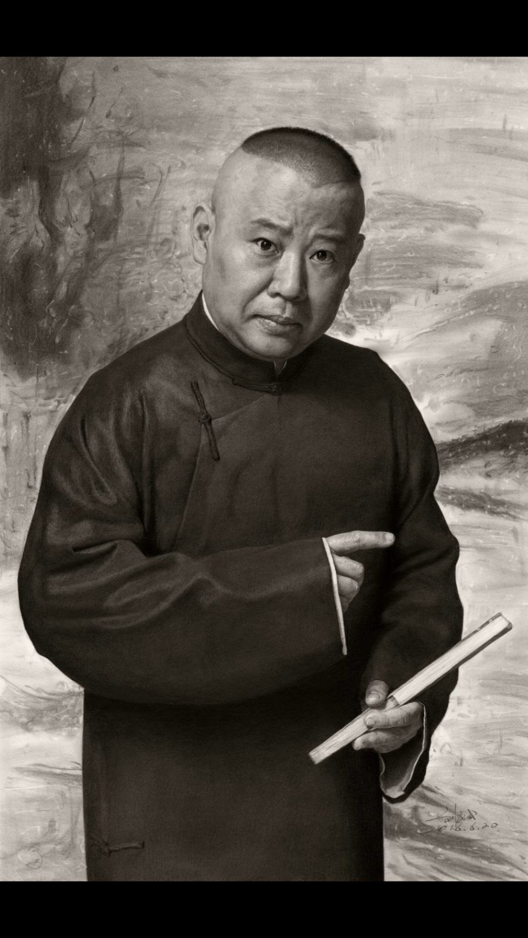 绘画#刘斌老师超写实素描人物《郭德纲》