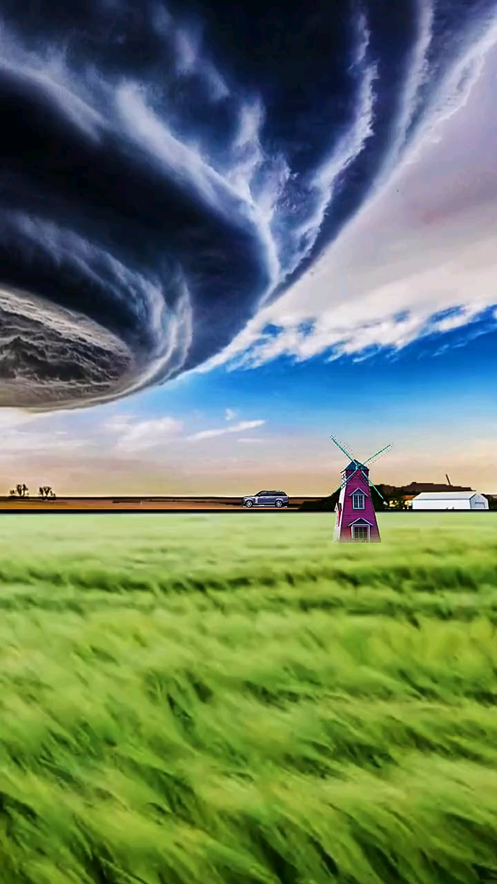 龙卷风#巨大的龙卷风如从天而降,你知道那车为什么还往龙卷风中心