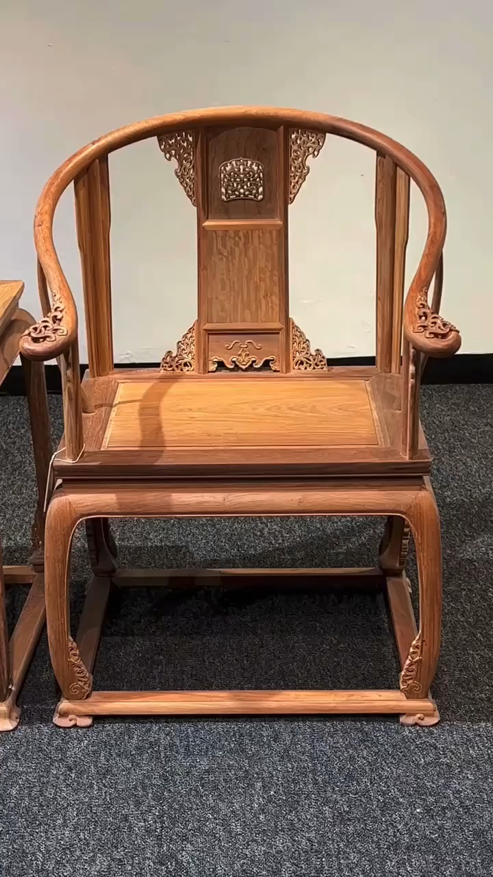 红木家具#缅甸花梨|皇宫椅三件套故宫款一比一经典复刻,脚花一体