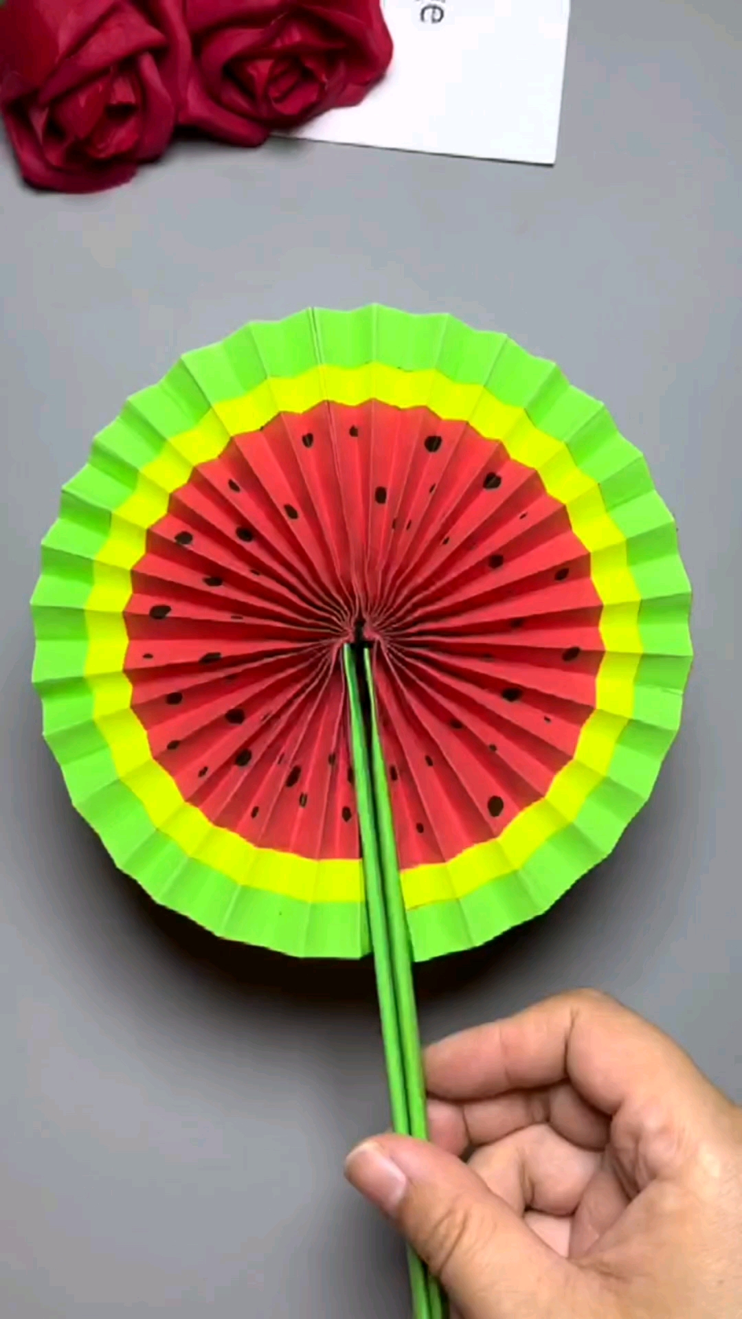 手工制作#西瓜扇子,清凉一夏