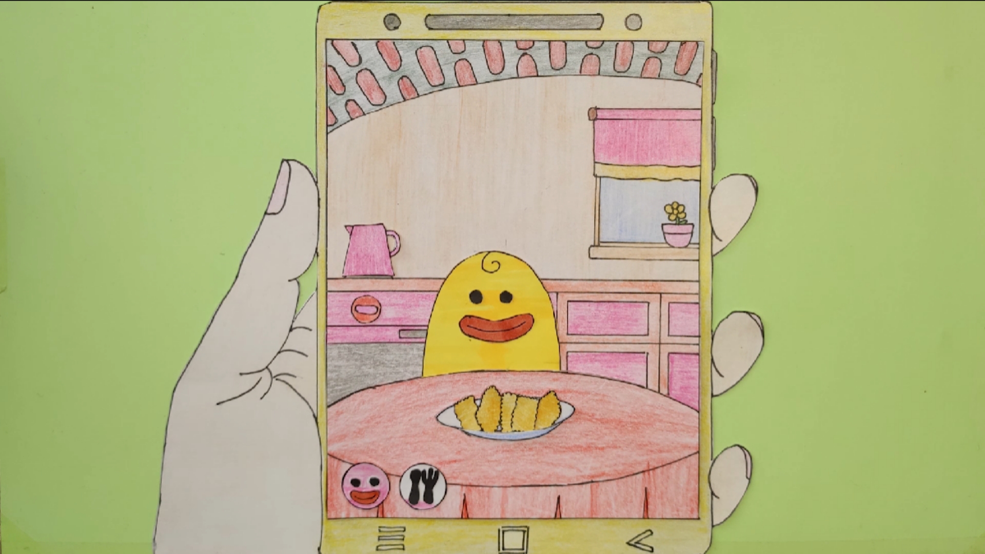 定格动画#手绘定格动画,照顾我的小蜜鸭!