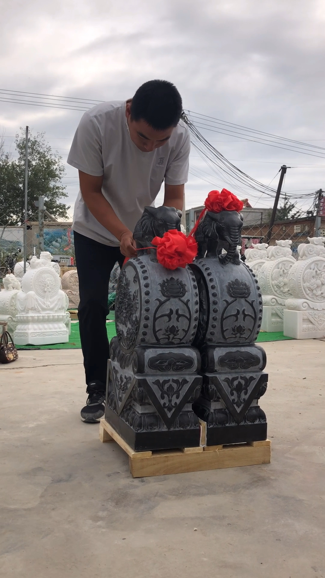 不一样的人生青石小象石鼓门墩门口摆件