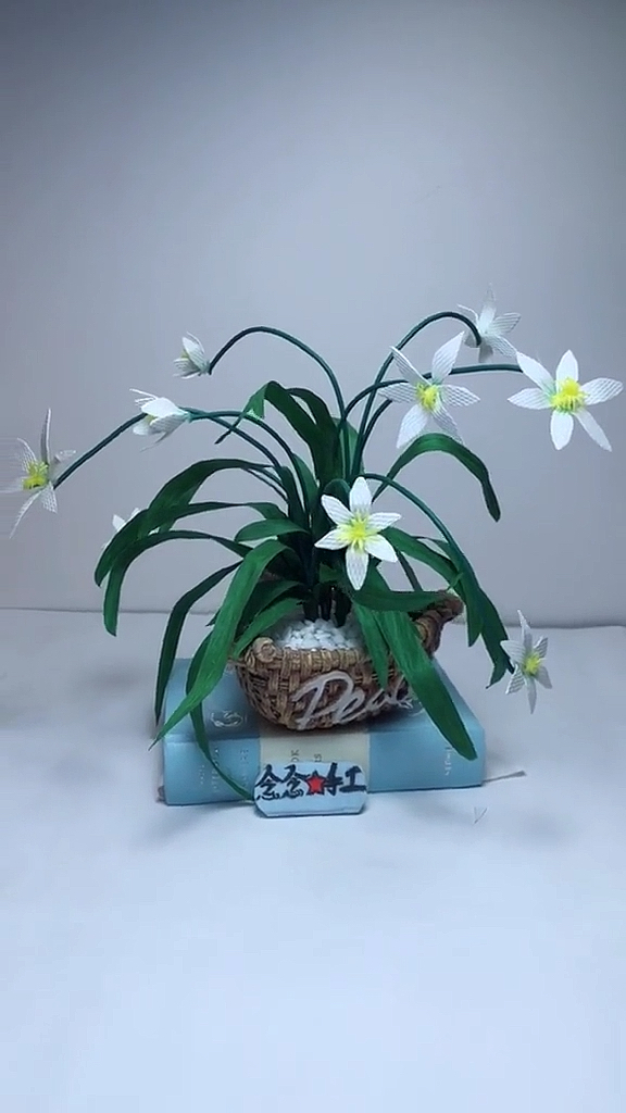 废物利用#用打包的塑料条来做一盆"兰花"…#废物利用#手工#环保