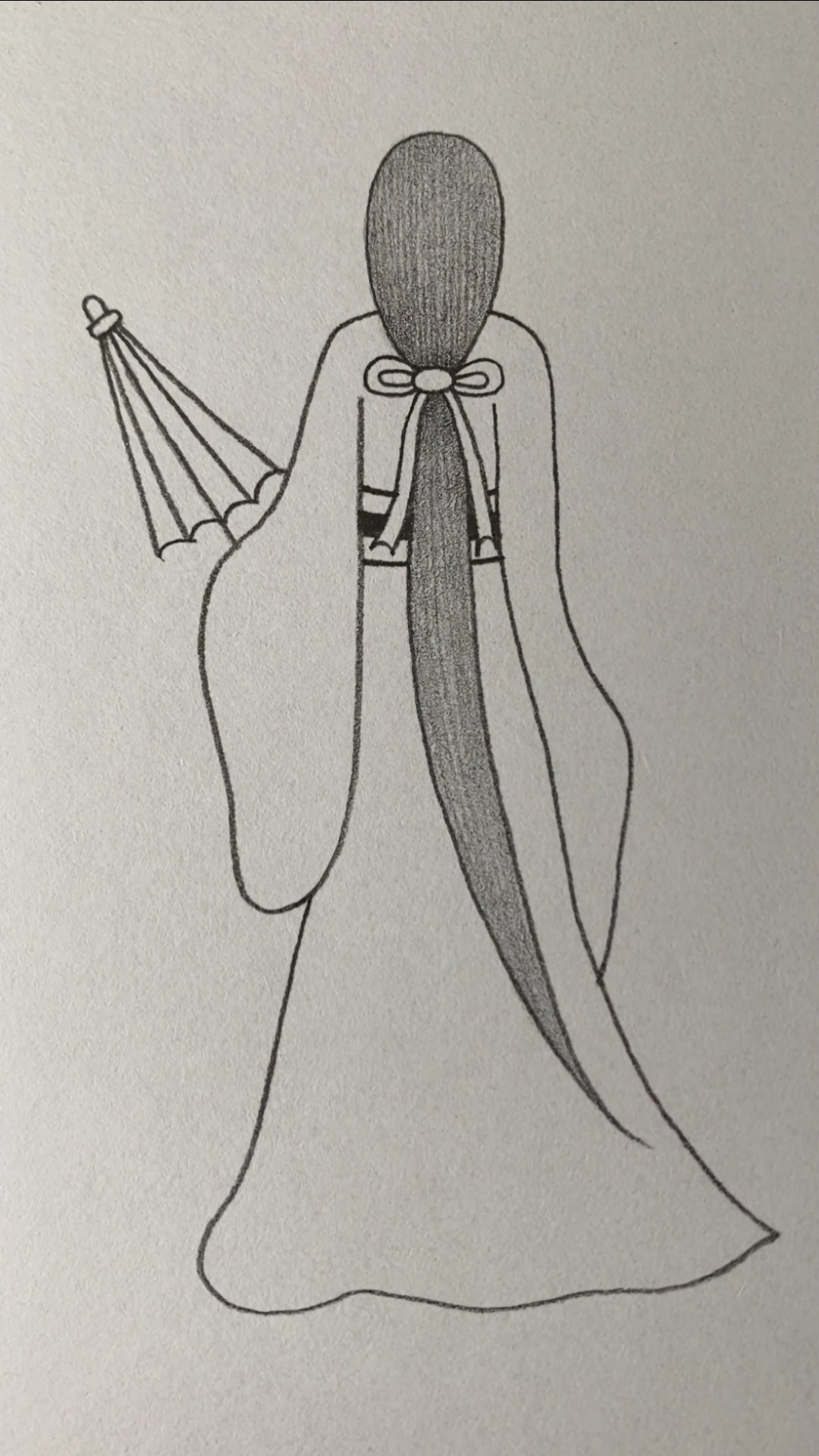 画雨后的古风美人背影