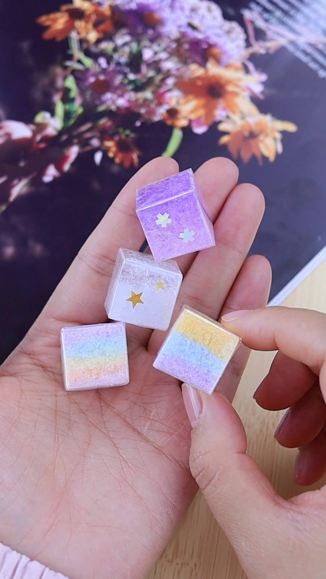 创意手工diy透明胶带加上妈妈厨房里的盐做超好看小方块