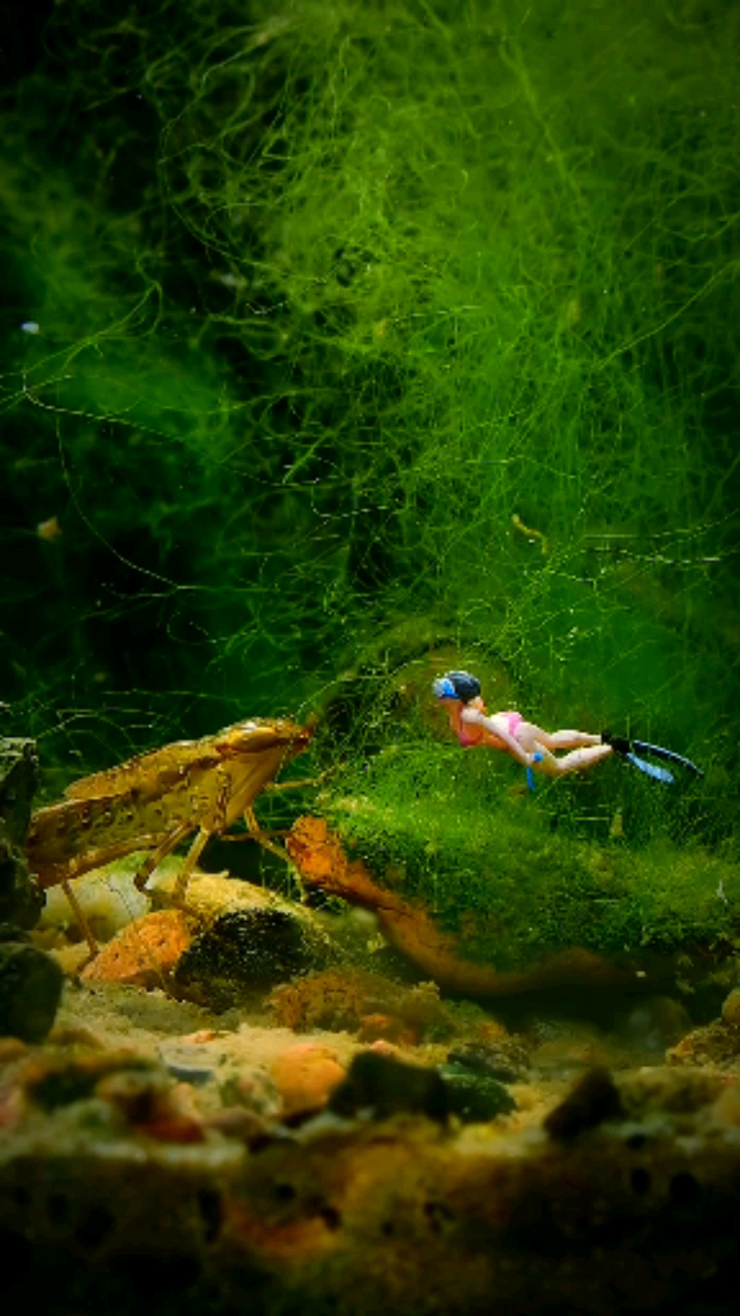 美女潜水遇到水怪