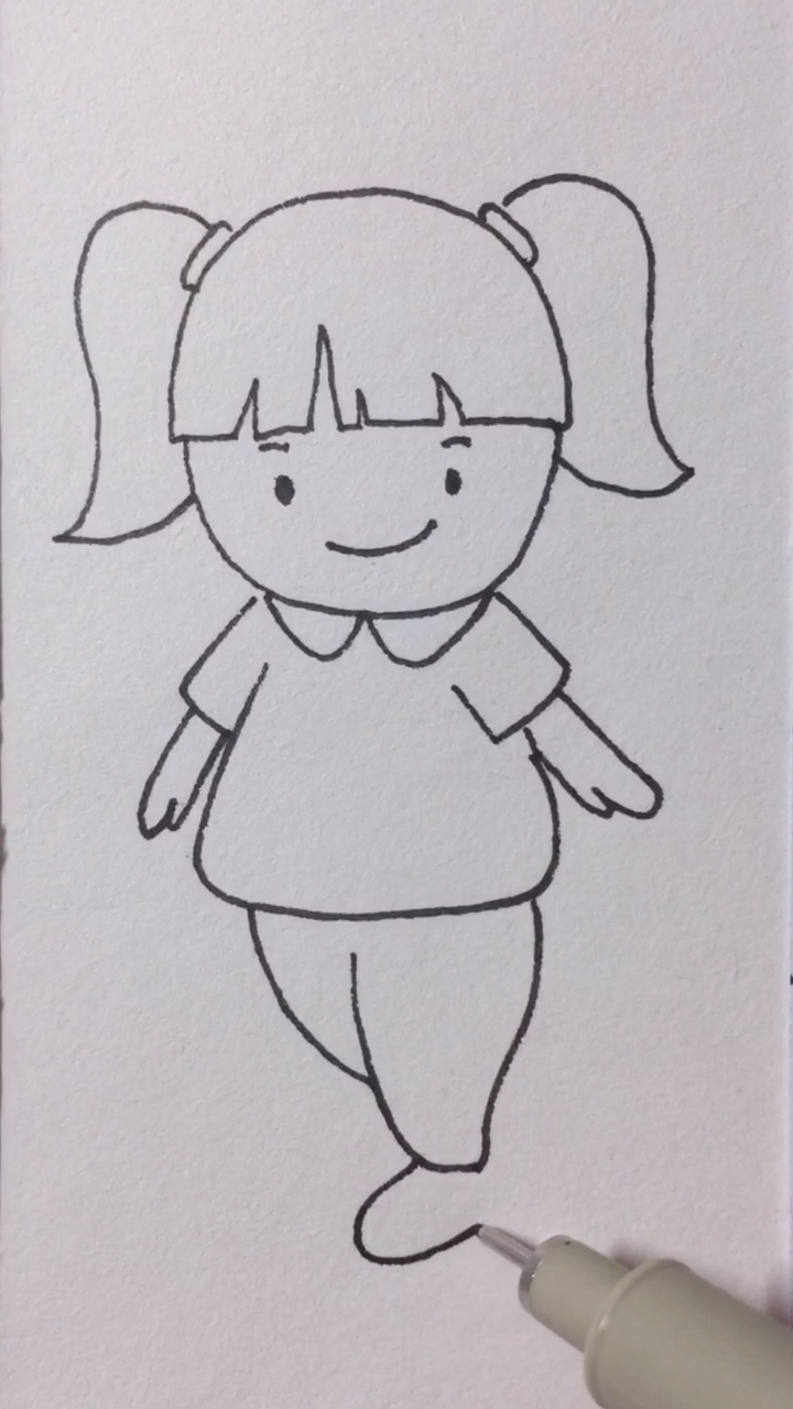 画画原来如此简单#学画小女孩简笔画