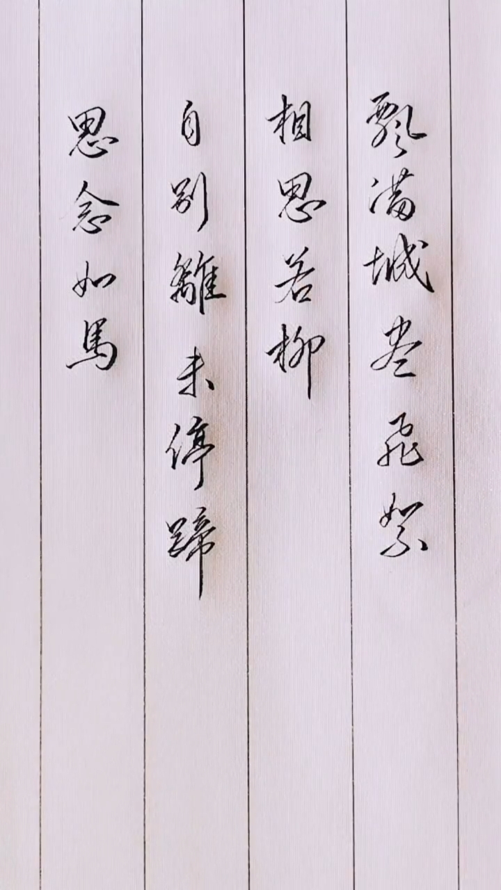 手写文字#思念如马,自别离,未停蹄.相思如柳,飘满城,尽飞絮.