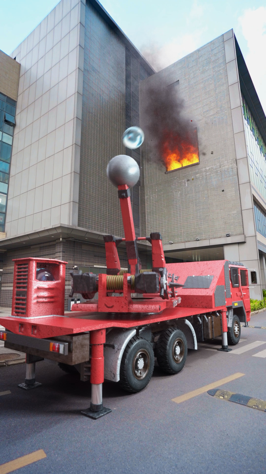投水弹消防车,可远距离灭火,这个设计怎么样?-度小视
