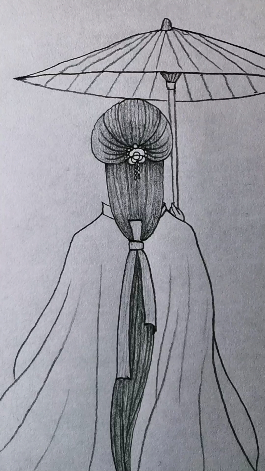 古风美女背影简笔画.