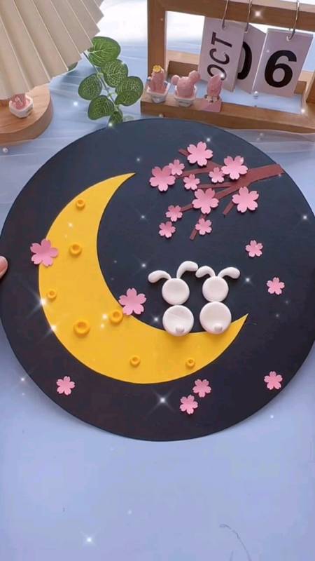 手工制作#中秋节一起来做一幅粘土贴画吧-度小视
