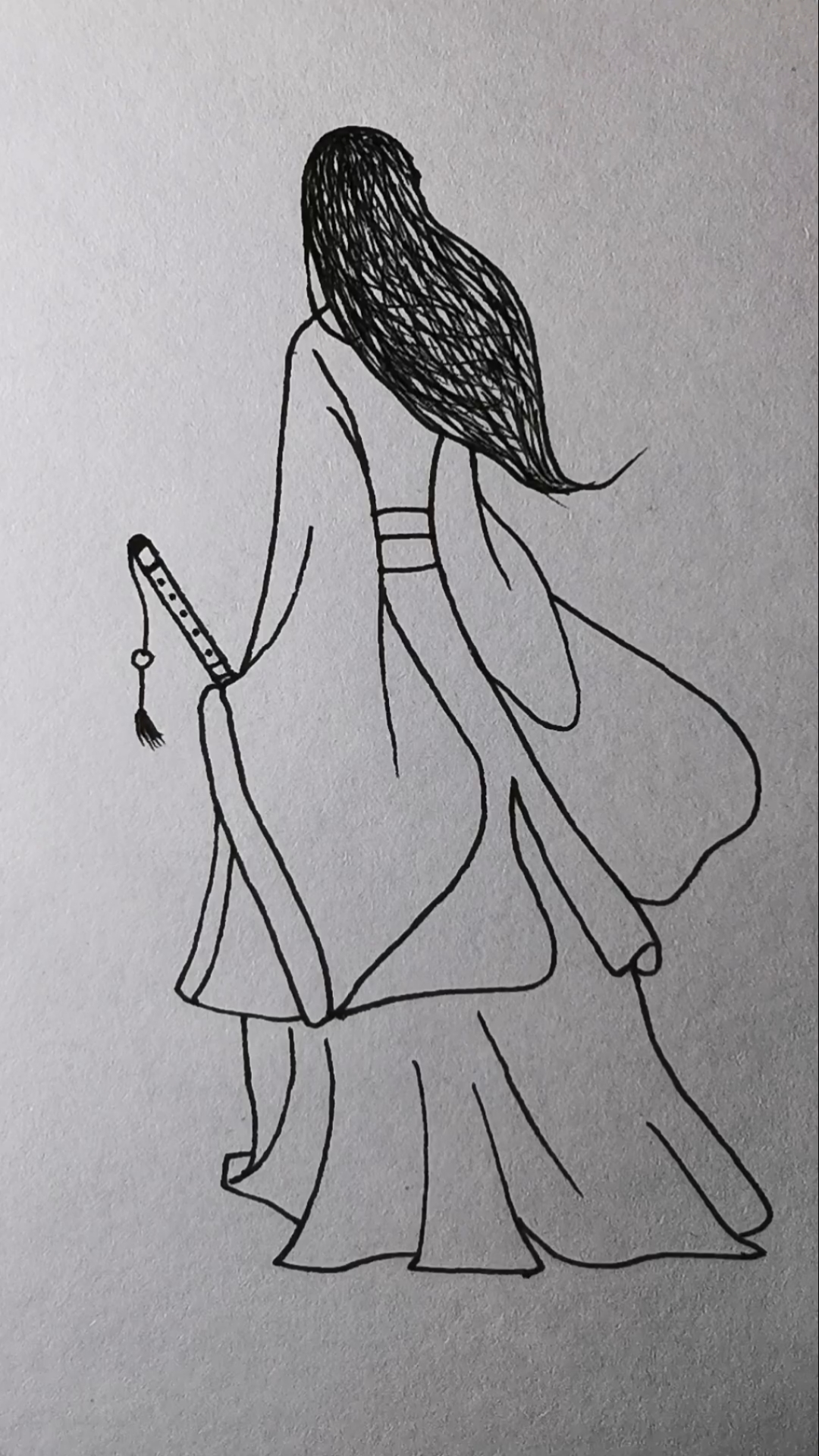 古风背影简笔画.