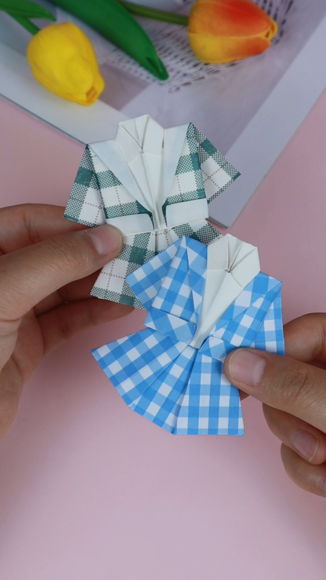 手工折纸折纸校服套装还可以当书签哦