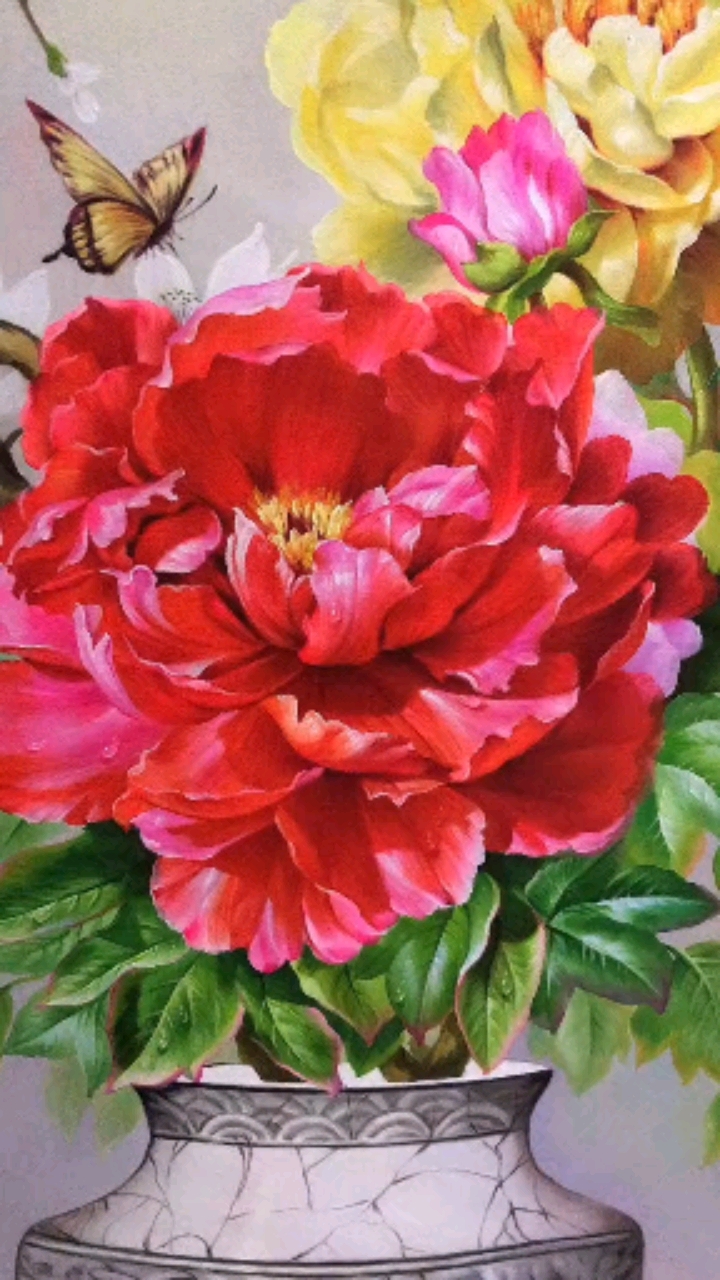 甘肃龙宝斋#写实油画牡丹