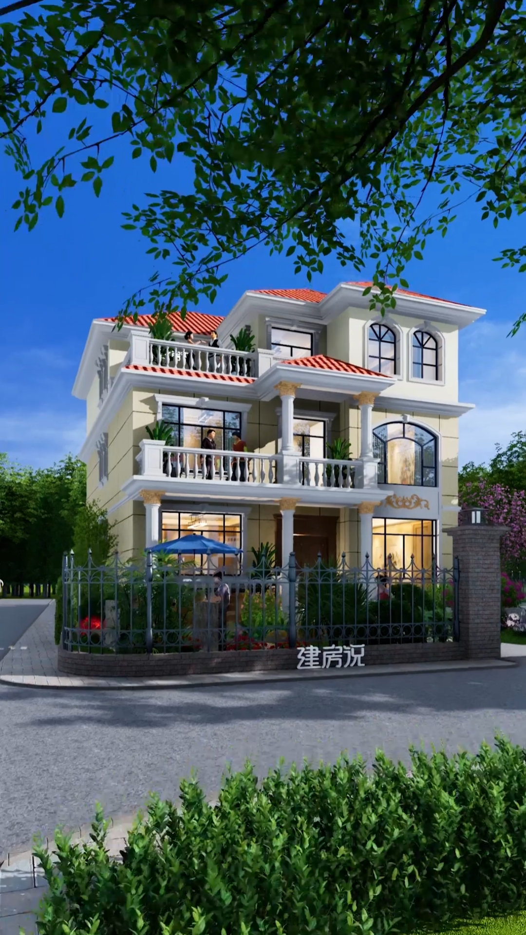 带庭院的精致欧式三层别墅,想回村建房,没看过这款可不行