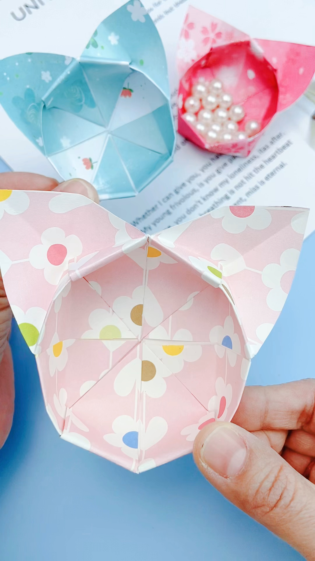 手工折纸#可爱的猫耳朵收纳盒