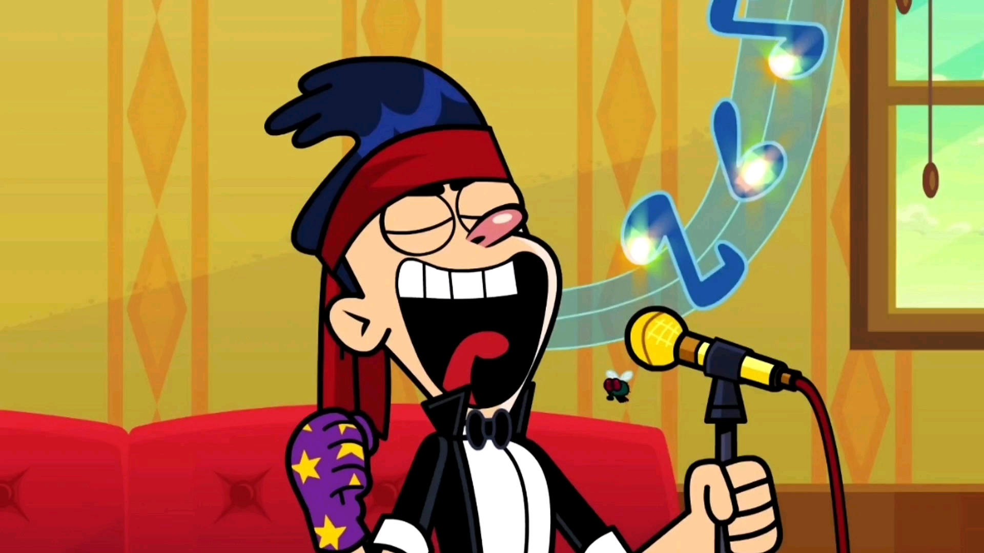 原创动漫哈里正在排练歌曲一只苍蝇突然钻进他的嘴里