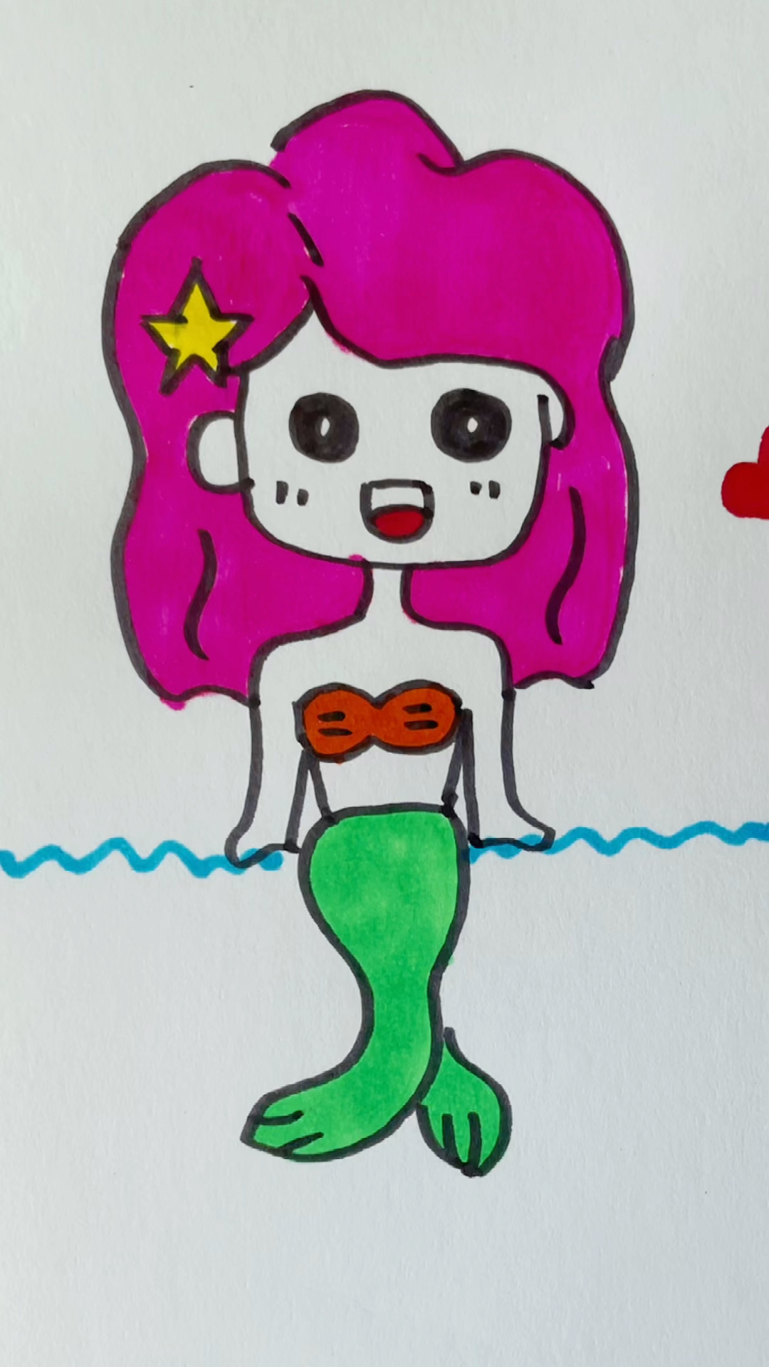 简笔画#可爱的美人鱼,超级简单