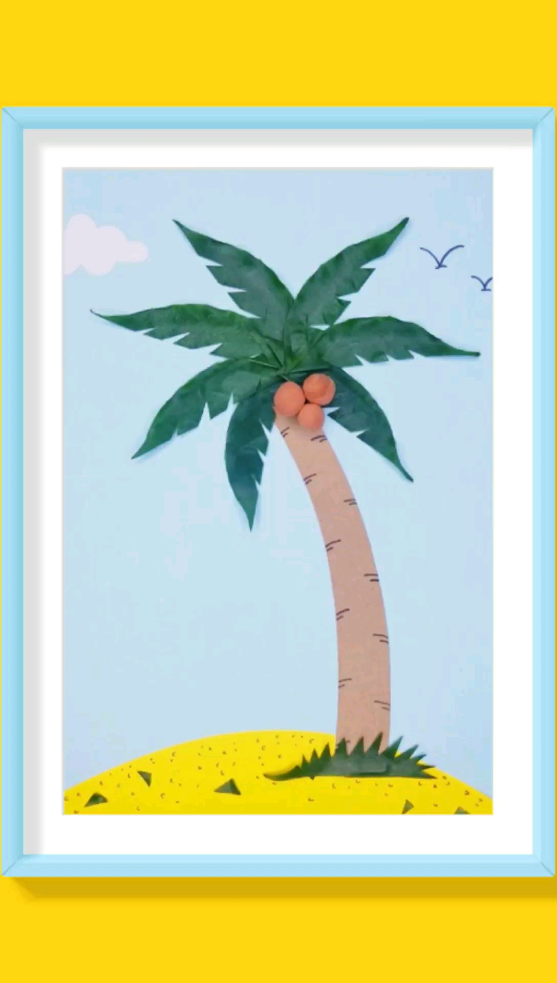 手工制作#树叶做的椰子树,你喜欢吗?-度小视