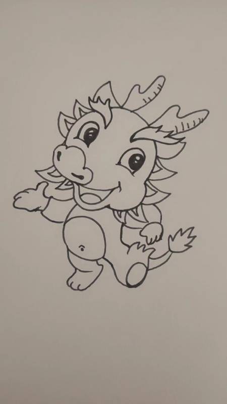 画画卡通小龙,给它取个名字吧?