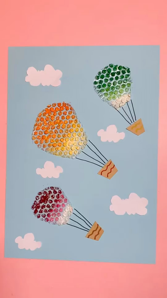 手工制作气泡袋降落伞创意美术