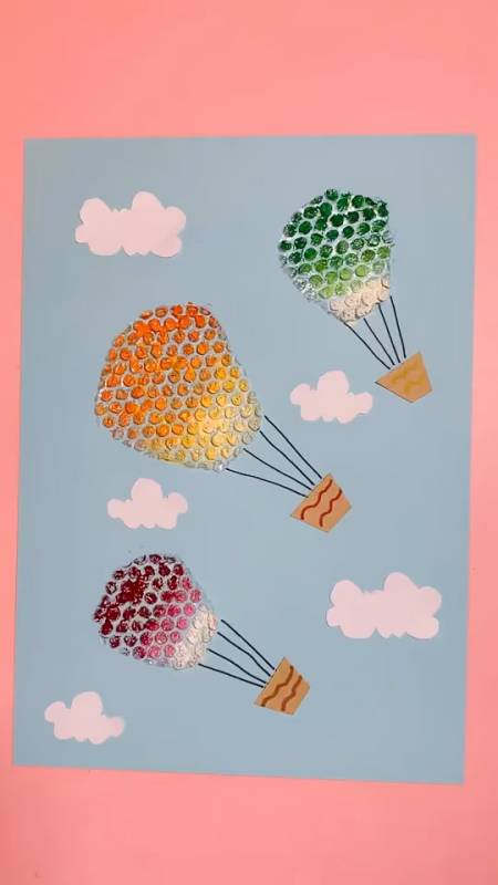 手工制作气泡袋降落伞创意美术