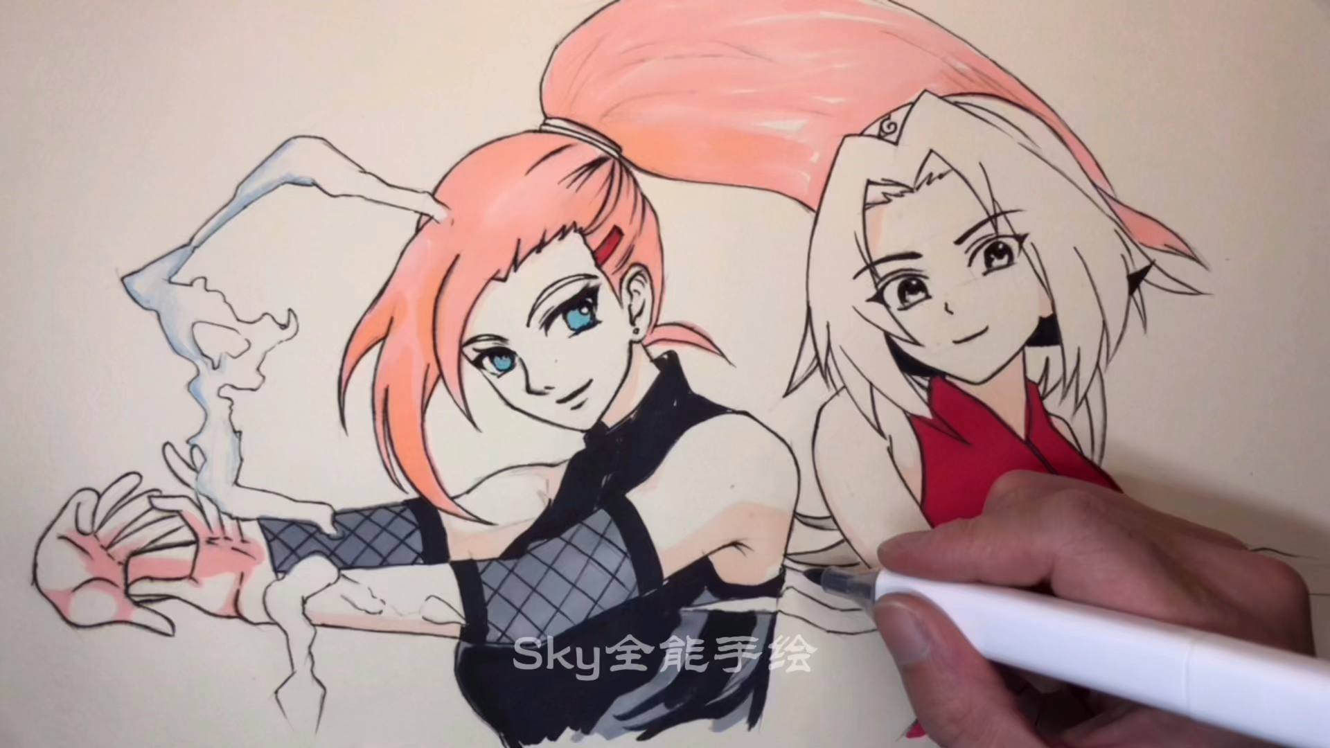 火影忍者手绘火影忍者动漫人物绘制过程