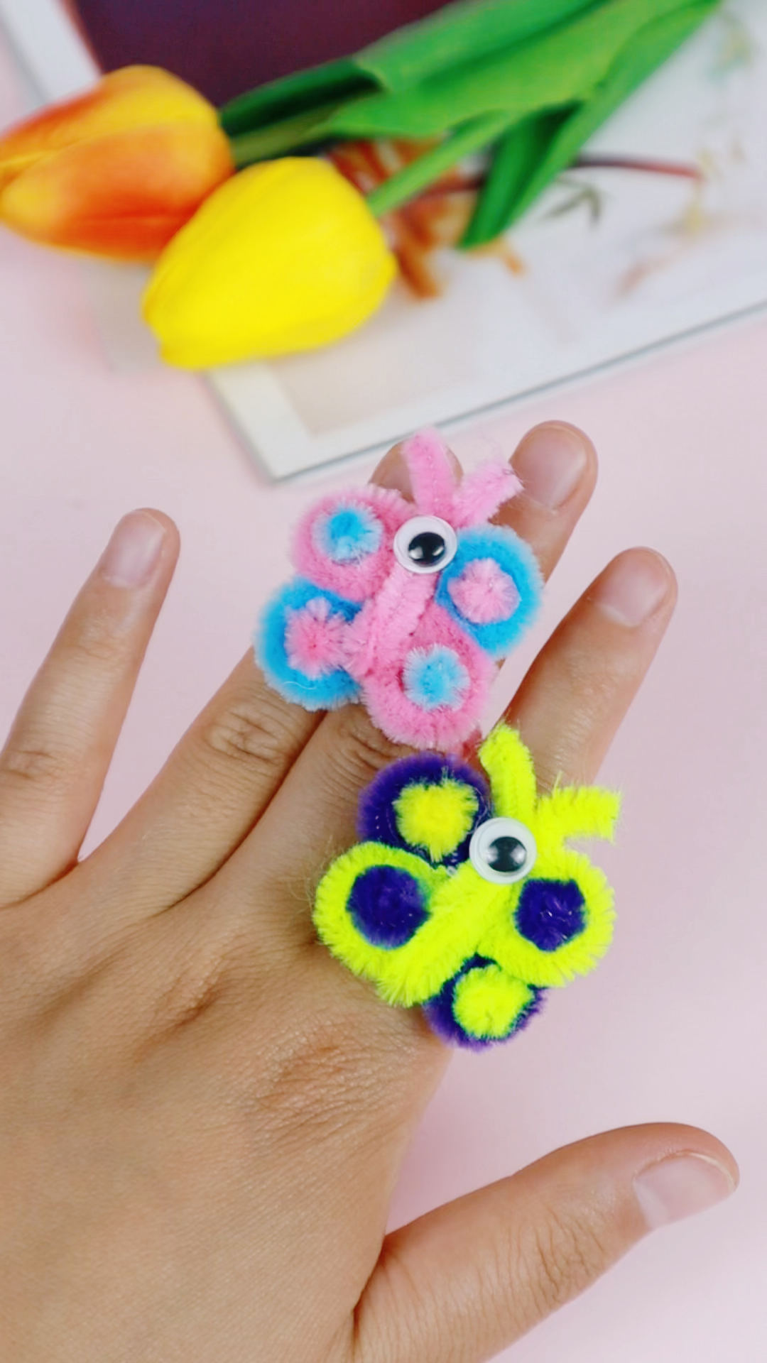 手工制作#扭扭棒制作蝴蝶戒指-度小视