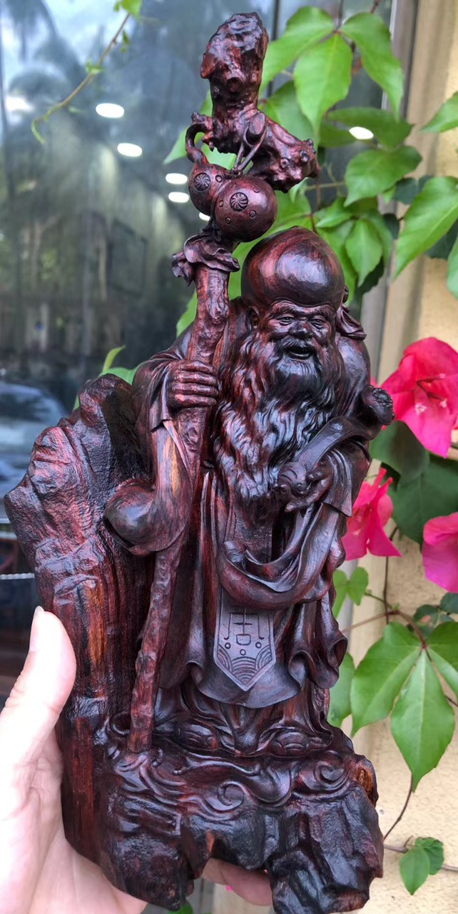 海南黄花梨紫油梨老料,王集义大师作品.清刀寿星!