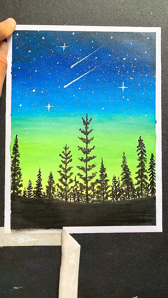 零基础一看就会的星空画,步骤简单易学.