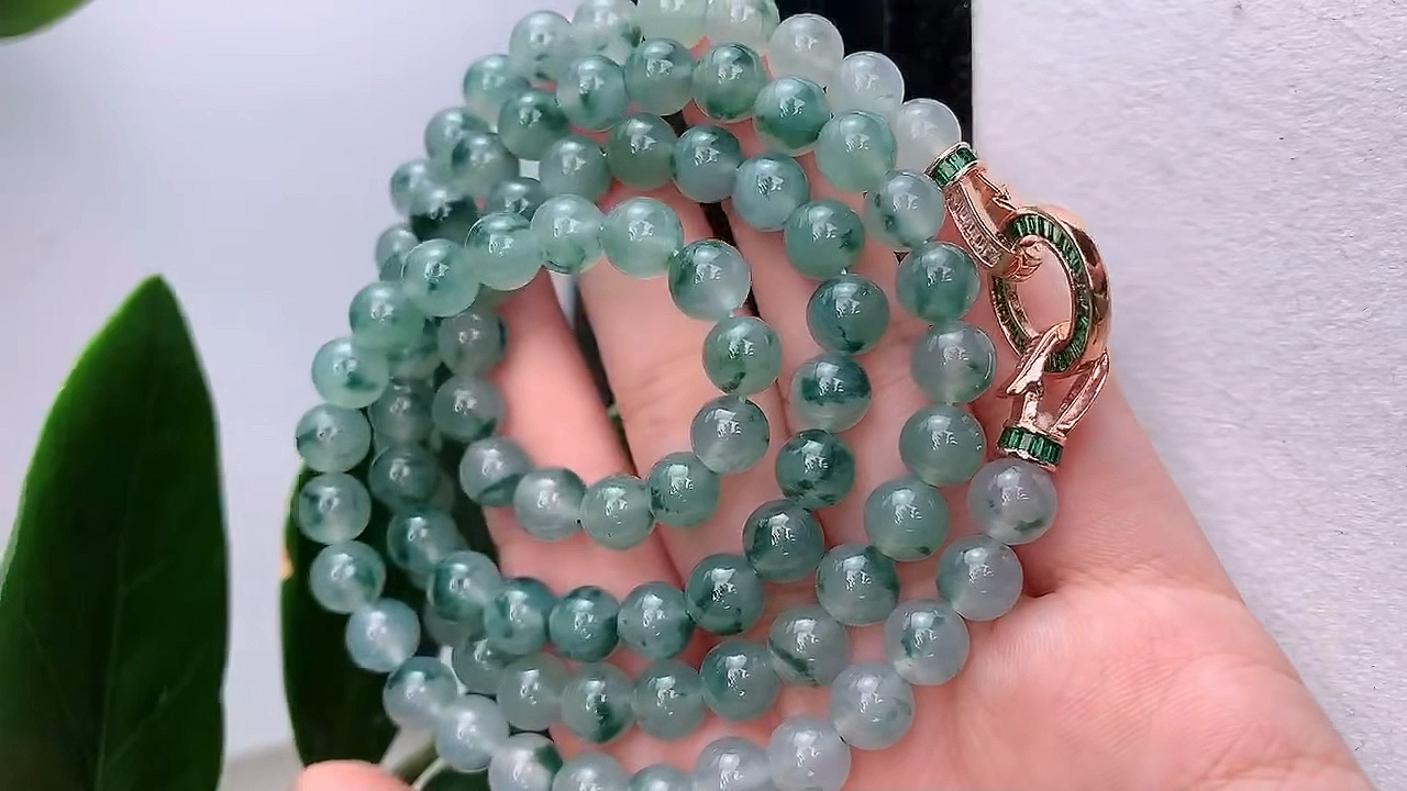 缅甸翡翠飘花珠链