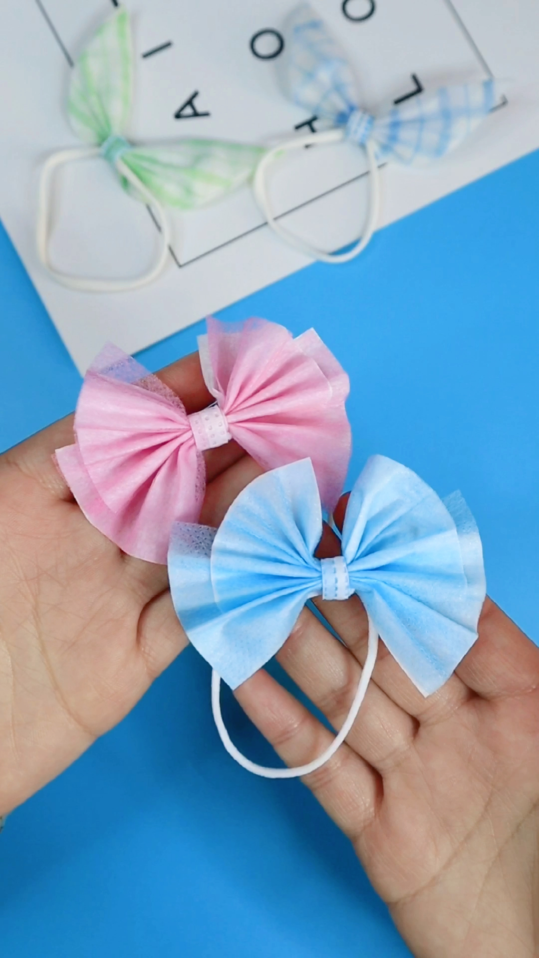 手工制作#今天再用口罩做个蝴蝶结发绳,学起来-度小视