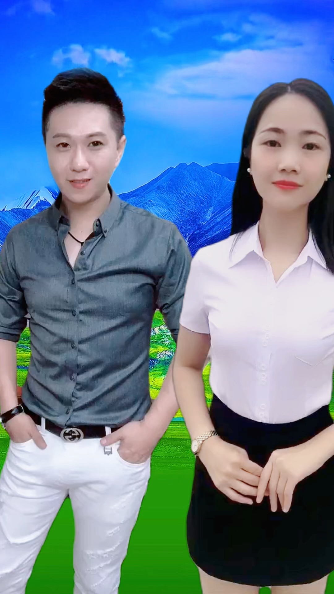 帅哥美女左右移动中合拍情歌对唱,创新制作为你呈现.