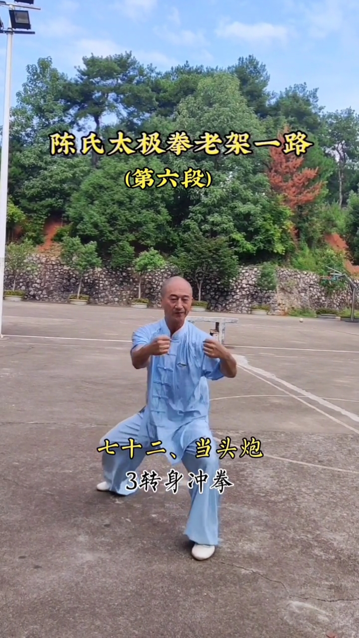 陈氏老太极拳架一路共74式第七十一式至七十四式