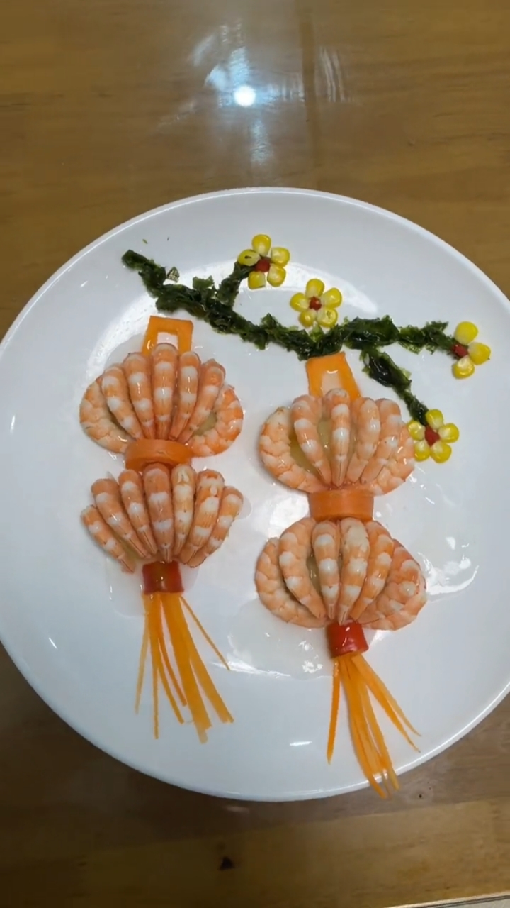 儿子今天做的这个虾灯笼好吃颜值爆棚