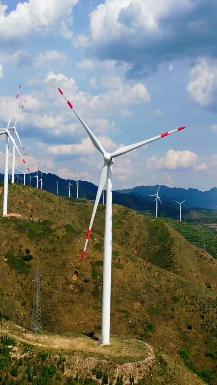 中国风电风叶#满山遍野上的风电风叶,承载着碧水蓝天,看得我是热血