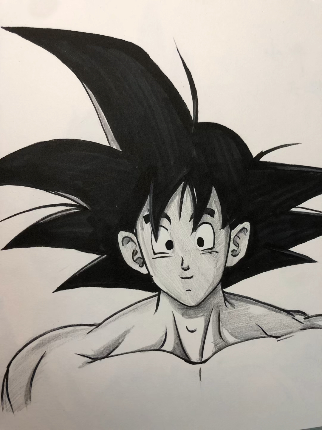 画画原来如此简单手绘动漫七龙珠悟空绘制过程