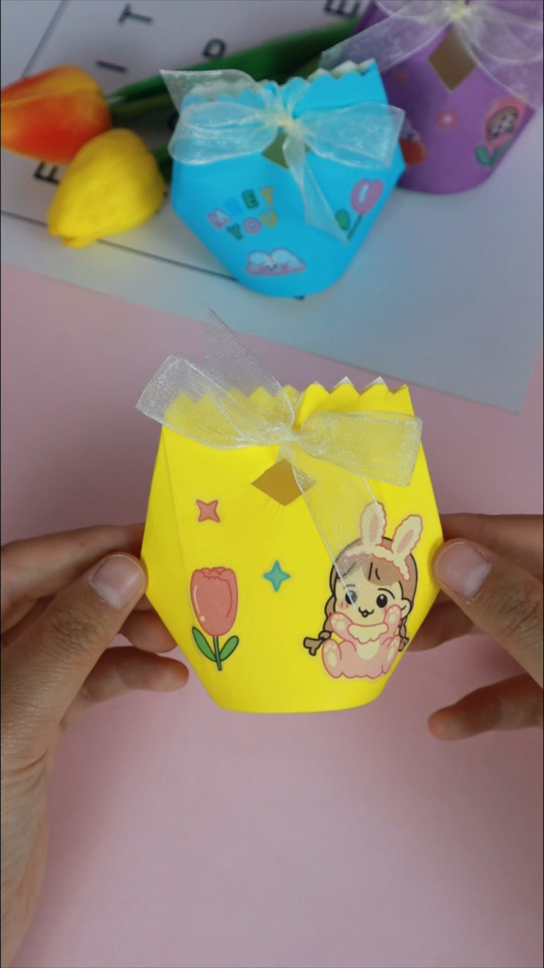 手工制作一次性纸杯改造礼品盒简单实用哦