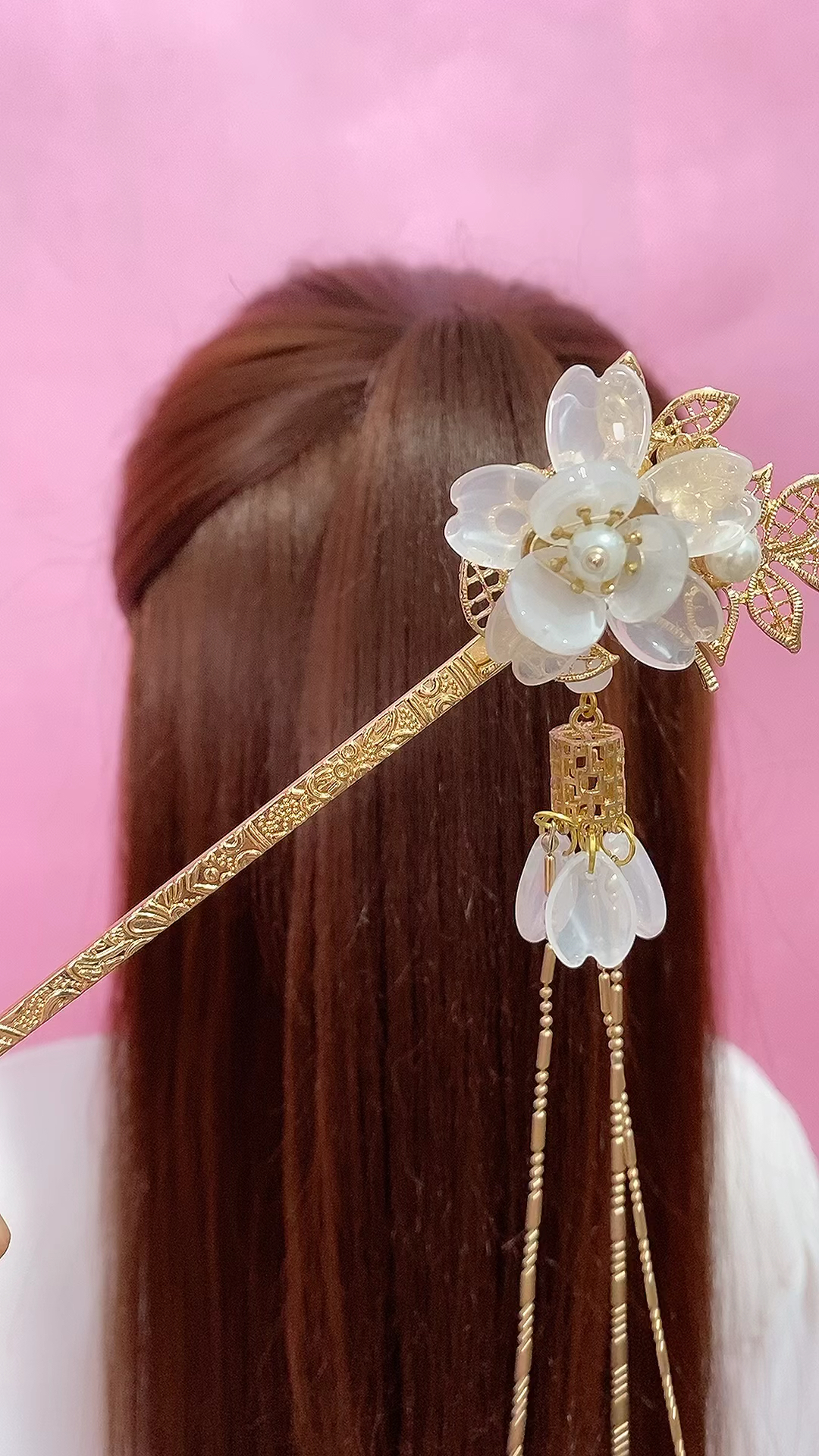 全民最火编发#以简单的方法教会你用步摇发簪