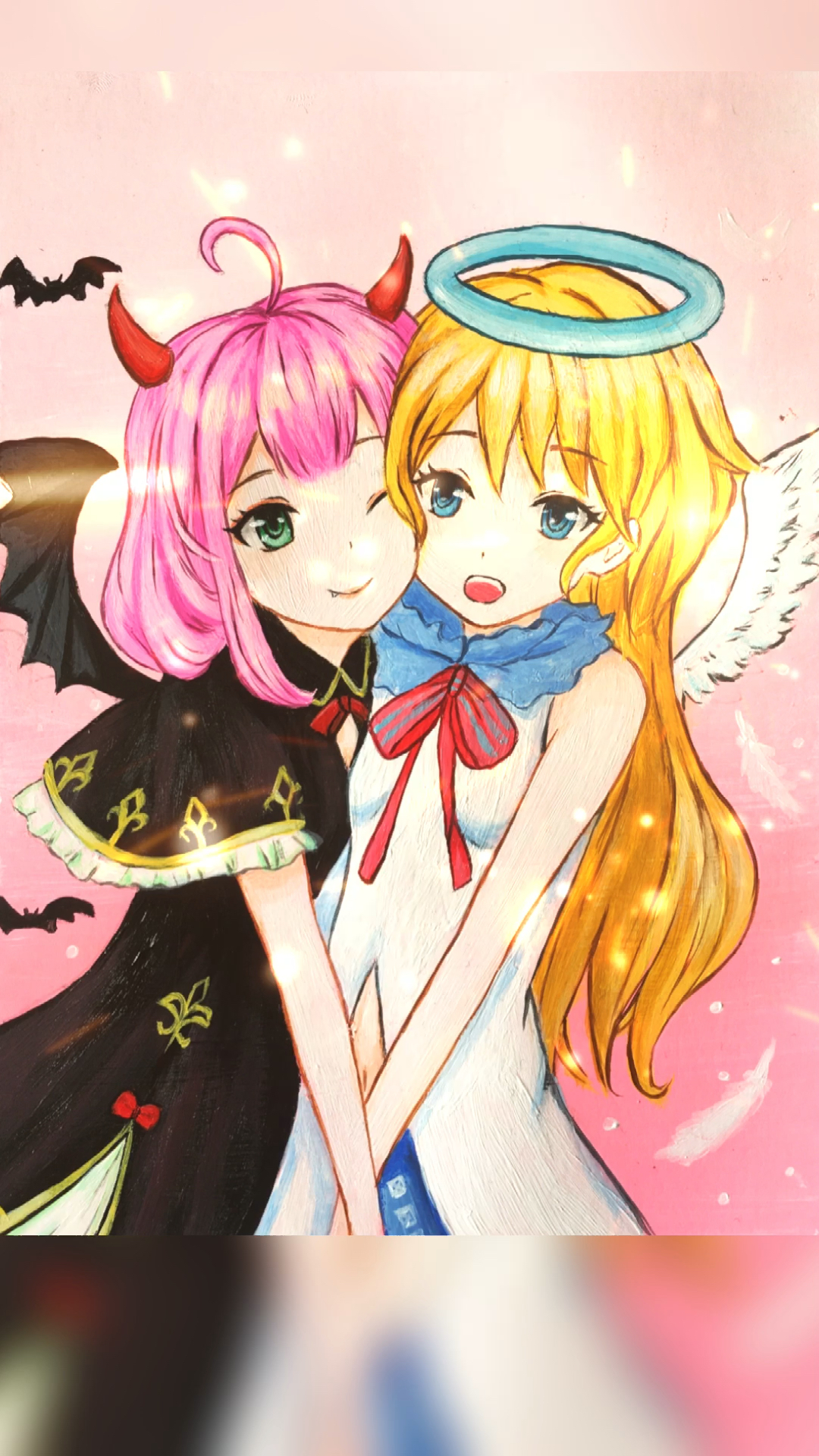 天使与恶魔姐妹怎么画图片