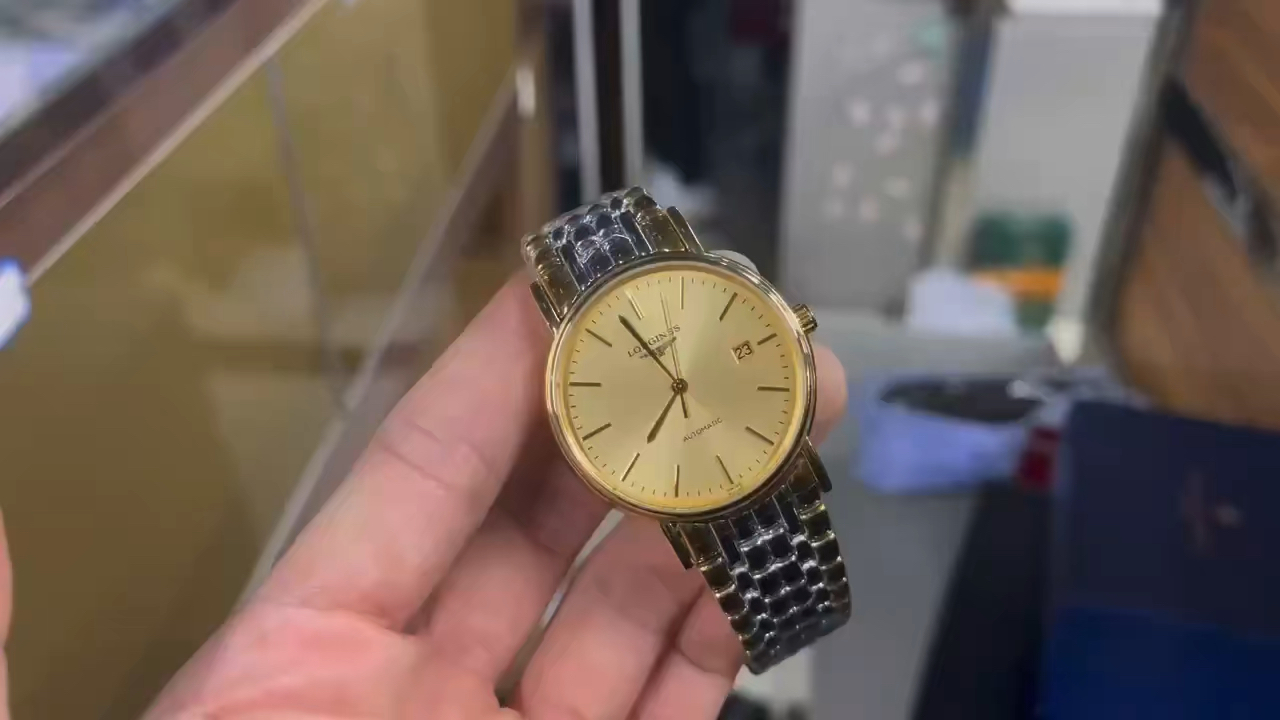 手表金色表盘浪琴瑰丽手表男士全自动机械表