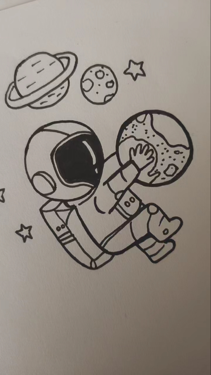 宇航员简笔画 太空人图片