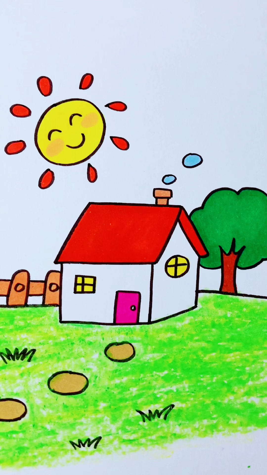 小孩画画房子图片