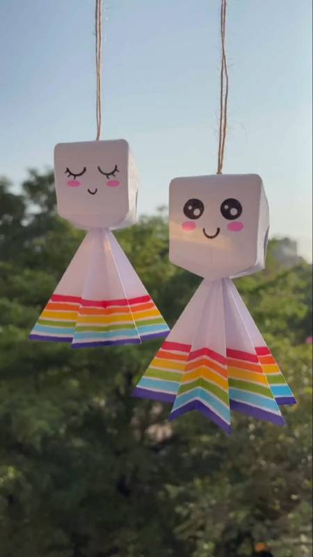 手工制作#用打印纸就能做的晴天娃娃,简单易学,快试试吧-全民小视频