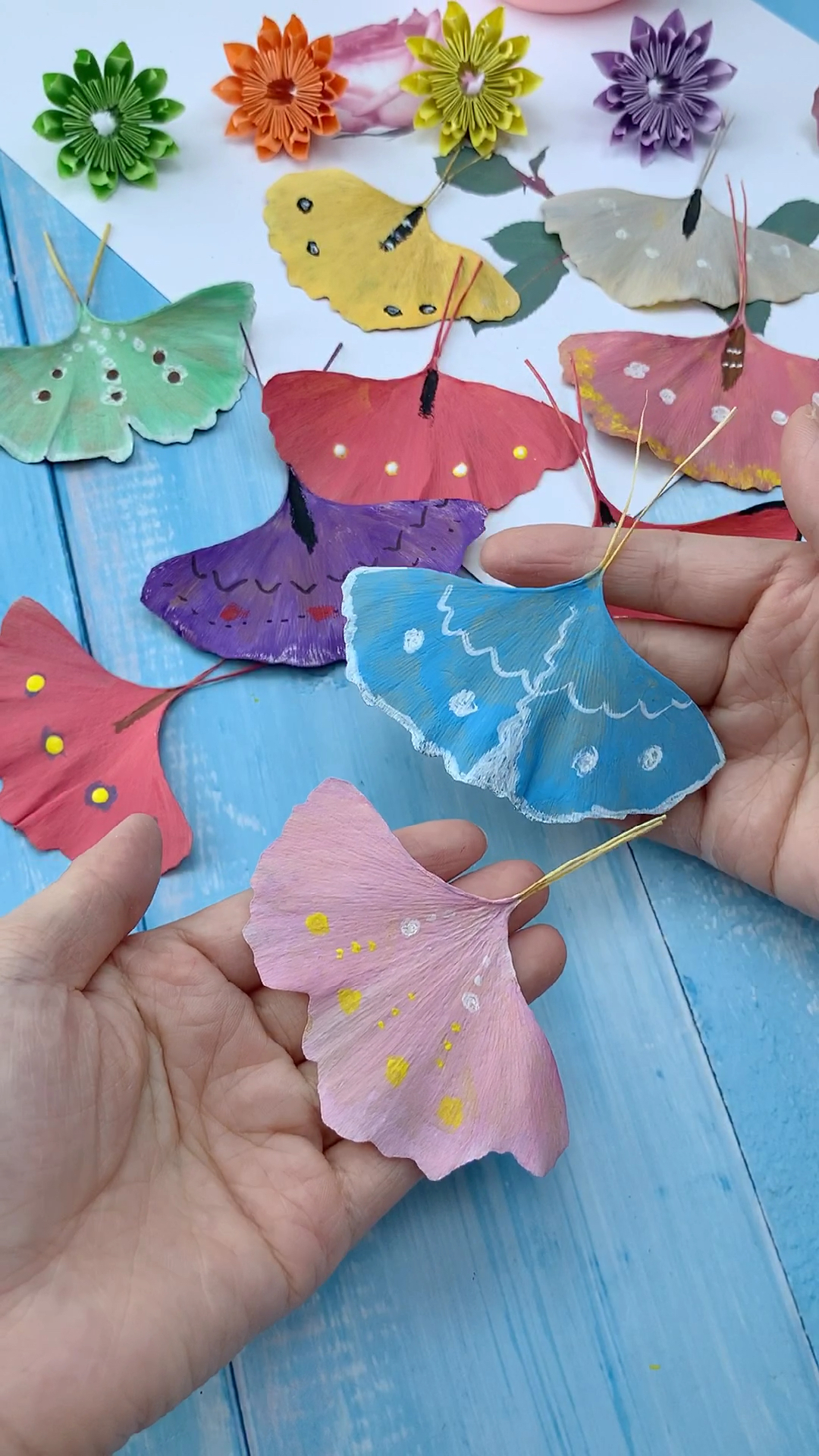 我要上热门#银杏叶蝴蝶,给叶子涂上颜色就能给你的闺蜜做个独特的