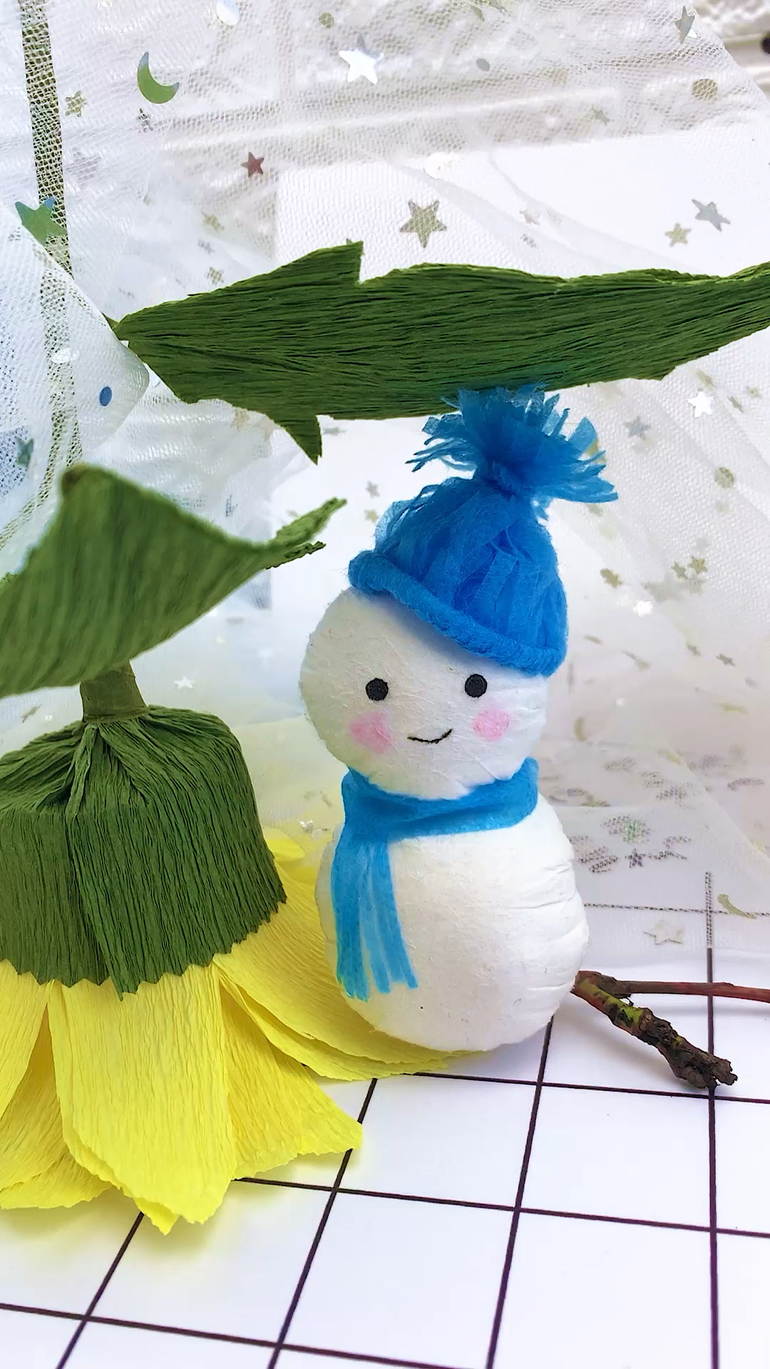 废物利用#口罩做小雪人