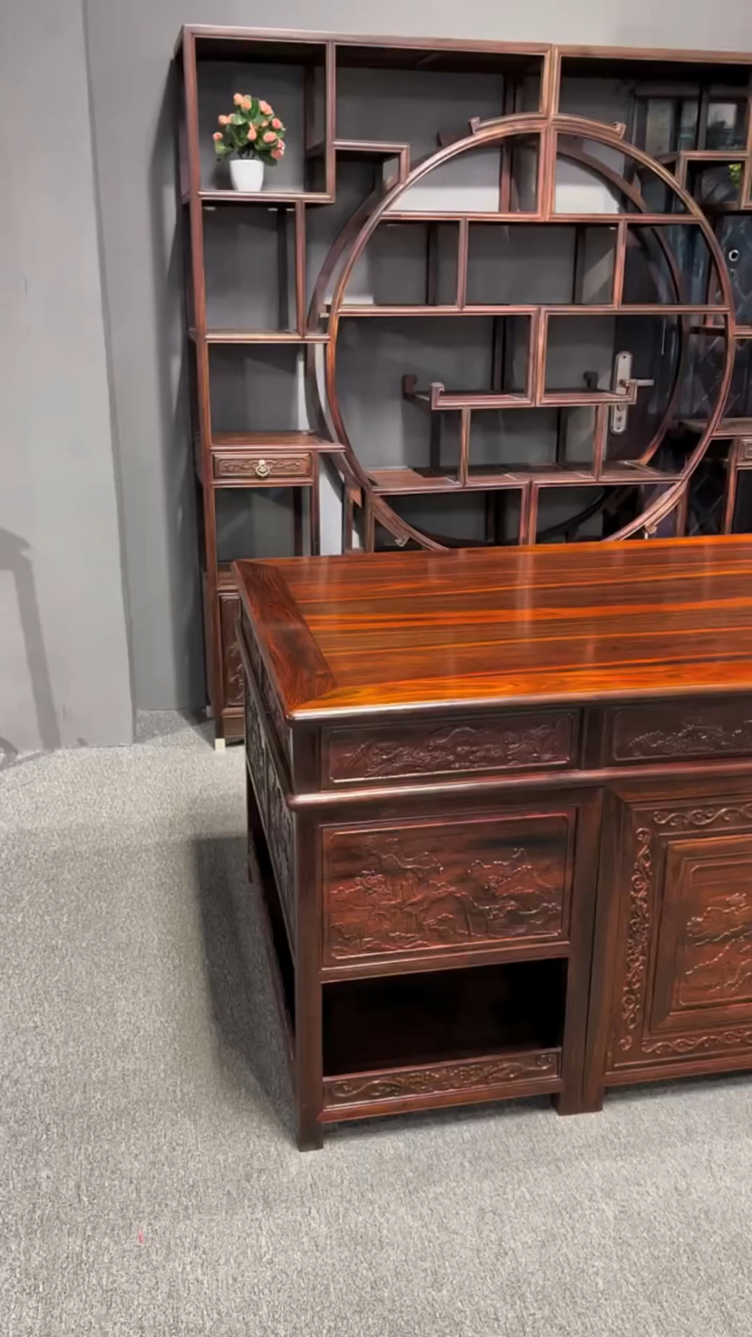 古典红木家具#大红酸枝办公桌