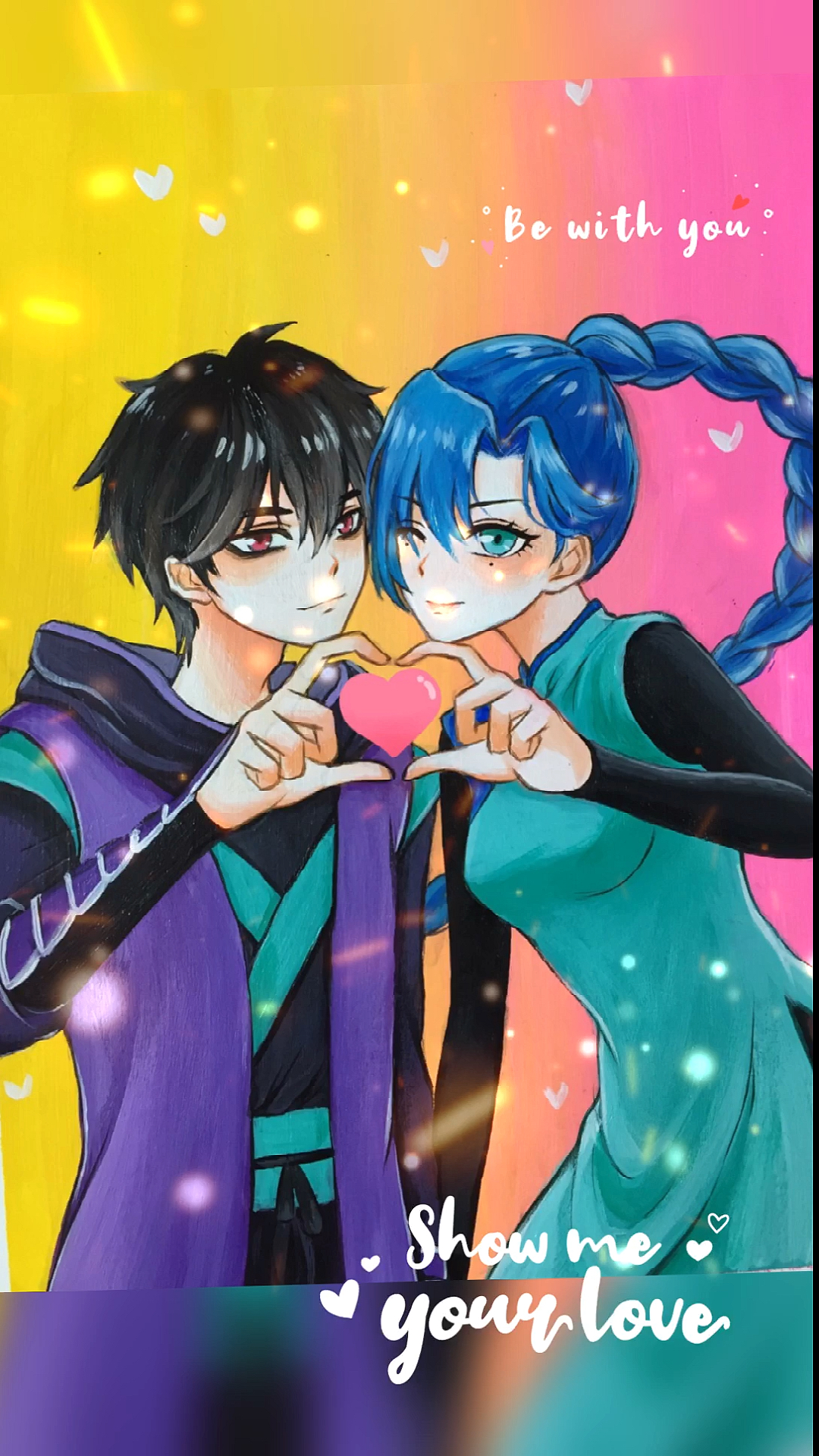 画画梅花十三和伍六七这样比心也太甜蜜了吧