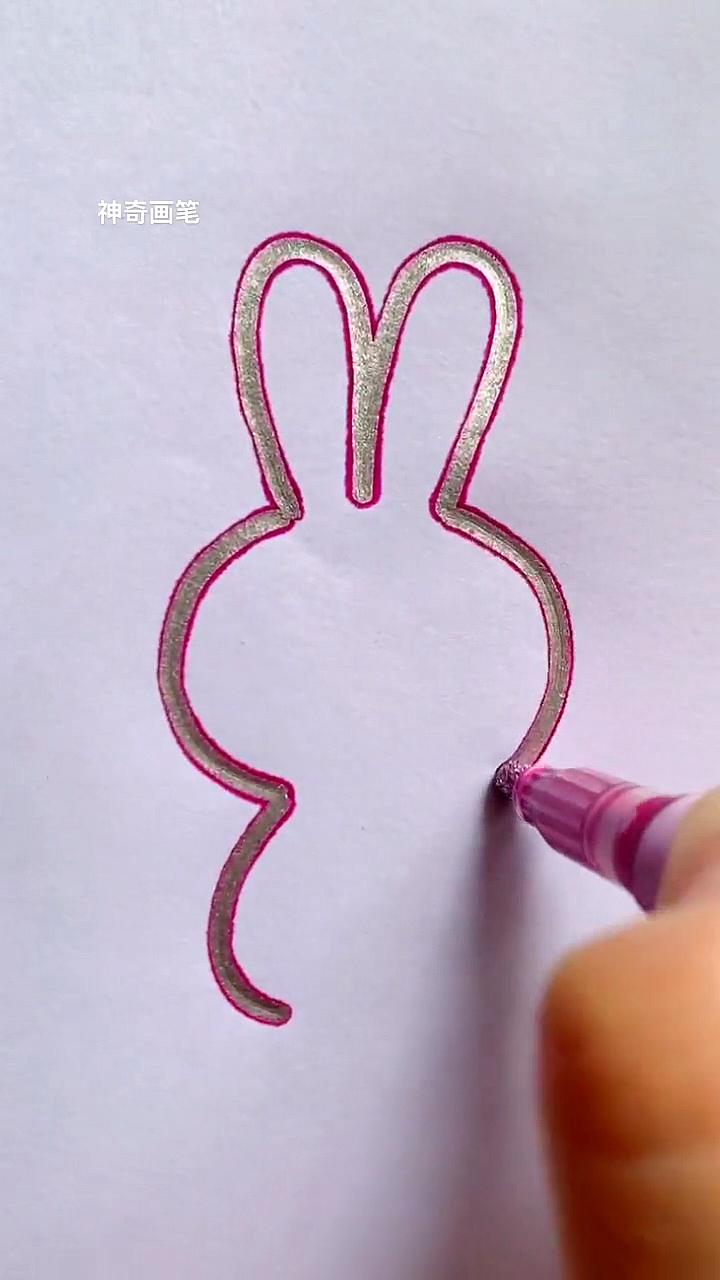 画画原来如此简单数字3画小兔子